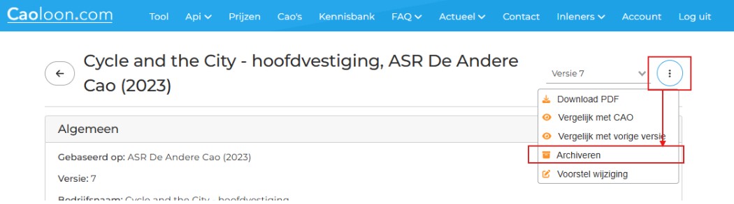 beloning archiveren